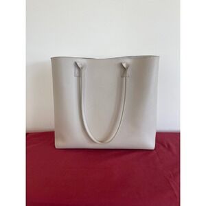 Light Gray Faux Leather Tote Bag with Removable Felt Organizer Insert Pocket